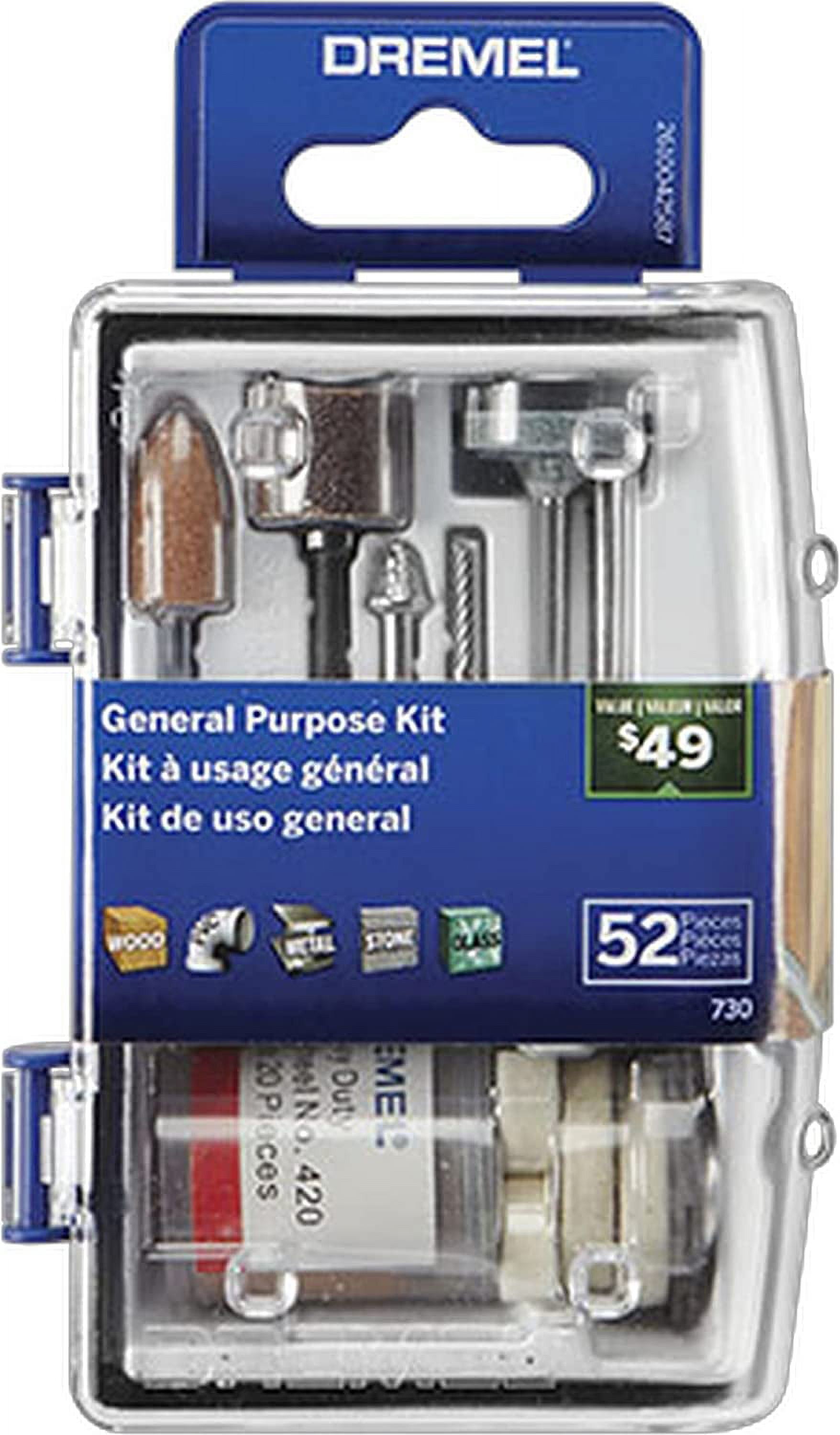 Dremel All-Purpose Rotary Tool Accessories Kit - 52 Piece Assorted Set- Includes a Carving Bit, Sanding Drums, Grinding Stones, Cutting Discs, and a Storage Case New Model