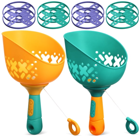 KAKOWELY 1 Set Flying Disc Toys Pull String Flying Toys String Launcher Toys Outside Flying Catching Toys Yard Toys,9.45X"X6.1"X4.72"