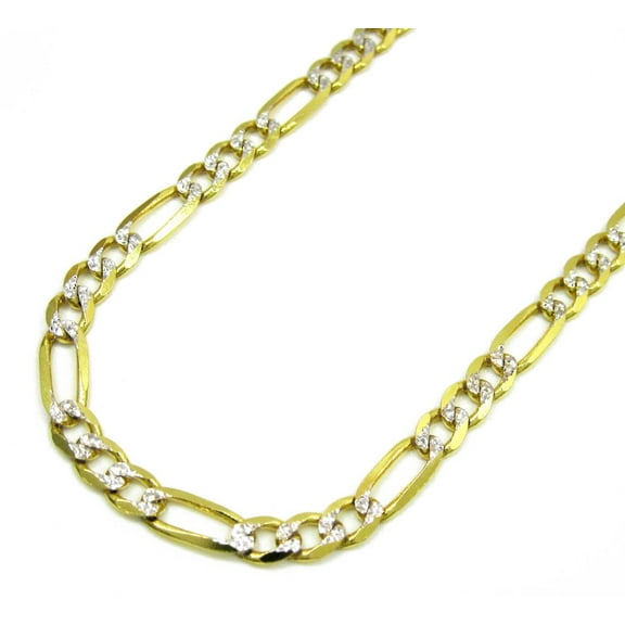 14K Yellow Gold 4mm Solid Figaro Diamond Cut Chain Diamond Cut, FREE Microfiber Cloth, Link Mens Womens Necklace, Giorgio Bergamo