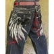thumbnail image 5 of Pantalones cortos de mezclilla holgados con estampado de alas góticas para hombre, pantalones cortos de mezclilla con patrón de gran tamaño, moda popular de calle alta, verano de los años 2000, y2k, 5 of 5