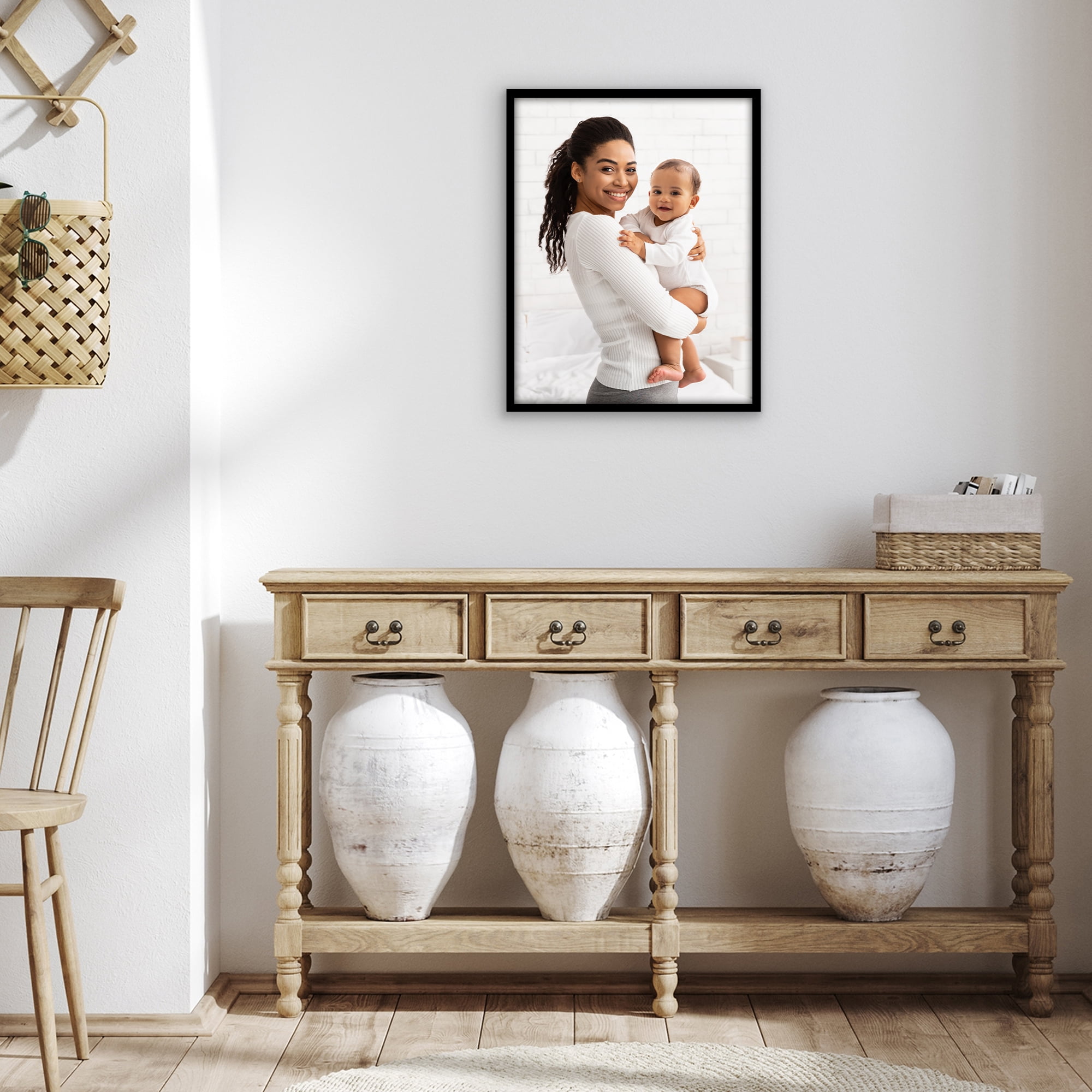 Americanflat 14x18 Picture Frame with Polished Plexiglass Streamline Collection Thin Border Wall - Black