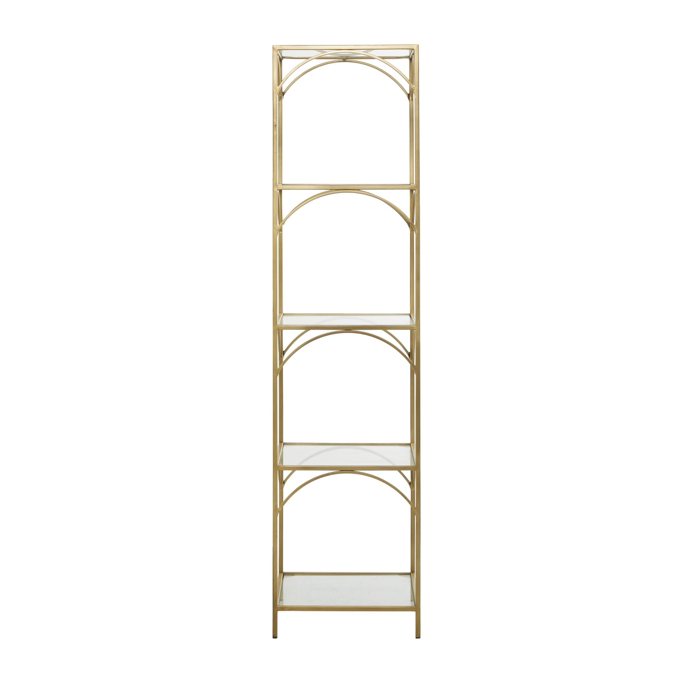 DecMode 14" x 56" Gold Metal 5-Tier Shelving Unit, 1-Piece