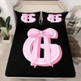 thumbnail image 2 of Erosebridal Kawaii Initial Letter Sheet Set Full, Monogrammed G Bedding Sets Full Size, Pink Ribbon Cow Reversible Full Sheet Sets, Ultra Soft Bedroom Decoration, 4pcs, 2 of 7