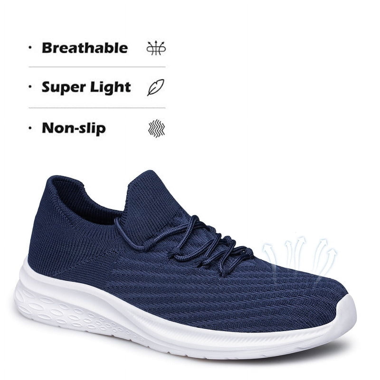 vibdiv Mens Slip On Walking Shoes Lightweight Breathable Non Slip Running Shoes Comfortable Fashion Sneakers for Men Navy Size 8.5