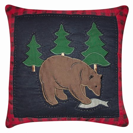 UPC 008246148999 product image for 14  x 14  Bear with Fish Applique Thanksgiving Throw Pillow | upcitemdb.com