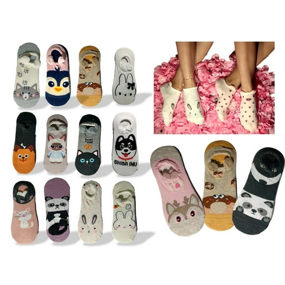 Calcetas Orejitas Mauya Mujer Animalitos Cute Algodón Cortas SET 10 Pares