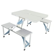 Hassch One Piece Folding Table and Chair Aluminum Alloy, Silver