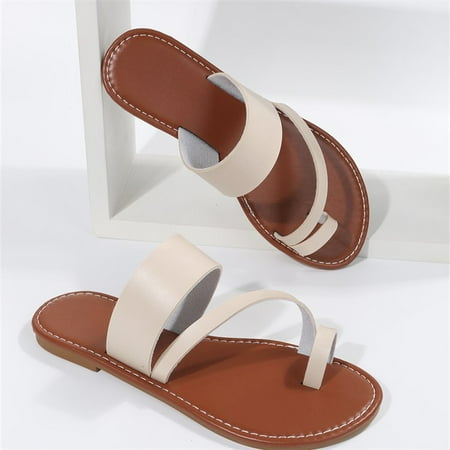 

LAKIDAY Women s Slide Sandals Slip On Flat Sandals Flip Flop Thong Sandals Casual Summer Flat Heeled Sandals