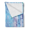 thumbnail image 2 of Mosaic Soft Flannel Fleece Throw Blanket, Summer Abstract Little Squares Pixel Like Symmetric Pattern, Cozy Plush for Indoor and Outdoor Use, 50" x 60", Deep Sky Blue Multicolor, by Ambesonne, 2 of 5