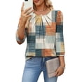 thumbnail image 3 of WIHOLL Women's 3/4 Sleeve Tops Dressy Casual Pleated Business Work Blouses Office Shirts, 3 of 11