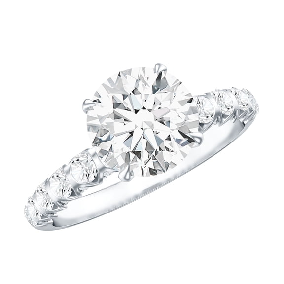 Rosec Jewels Lab Grown Diamond Solitaire Engagement Ring 2 Carat - IGI Certified (E-VS1 Quality) - with Jewelry Box, 925 Sterling Silver, US 4.00