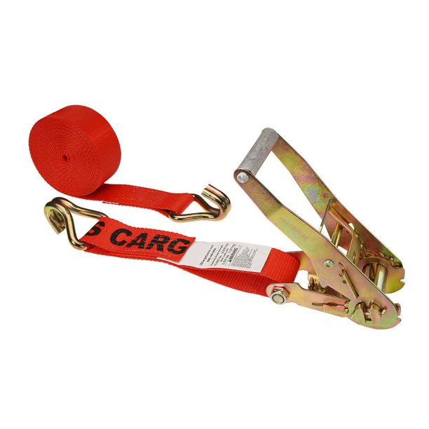 2" x 24' Red Ratchet Strap w/ Double J Hook