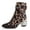 Leopard, variant on XYD Women Classic Crystal Chunky Low Heel Ankle Boots Almond Closed Toe Side Zip Booties Circle Buckle Dress Shoes Size 7 Black