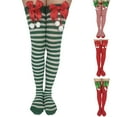 thumbnail image 2 of Mosey Christmas Stockings Thigh High Striped Unisex Bow-knot Stretchy Socks Cosplay Accessories, 2 of 7