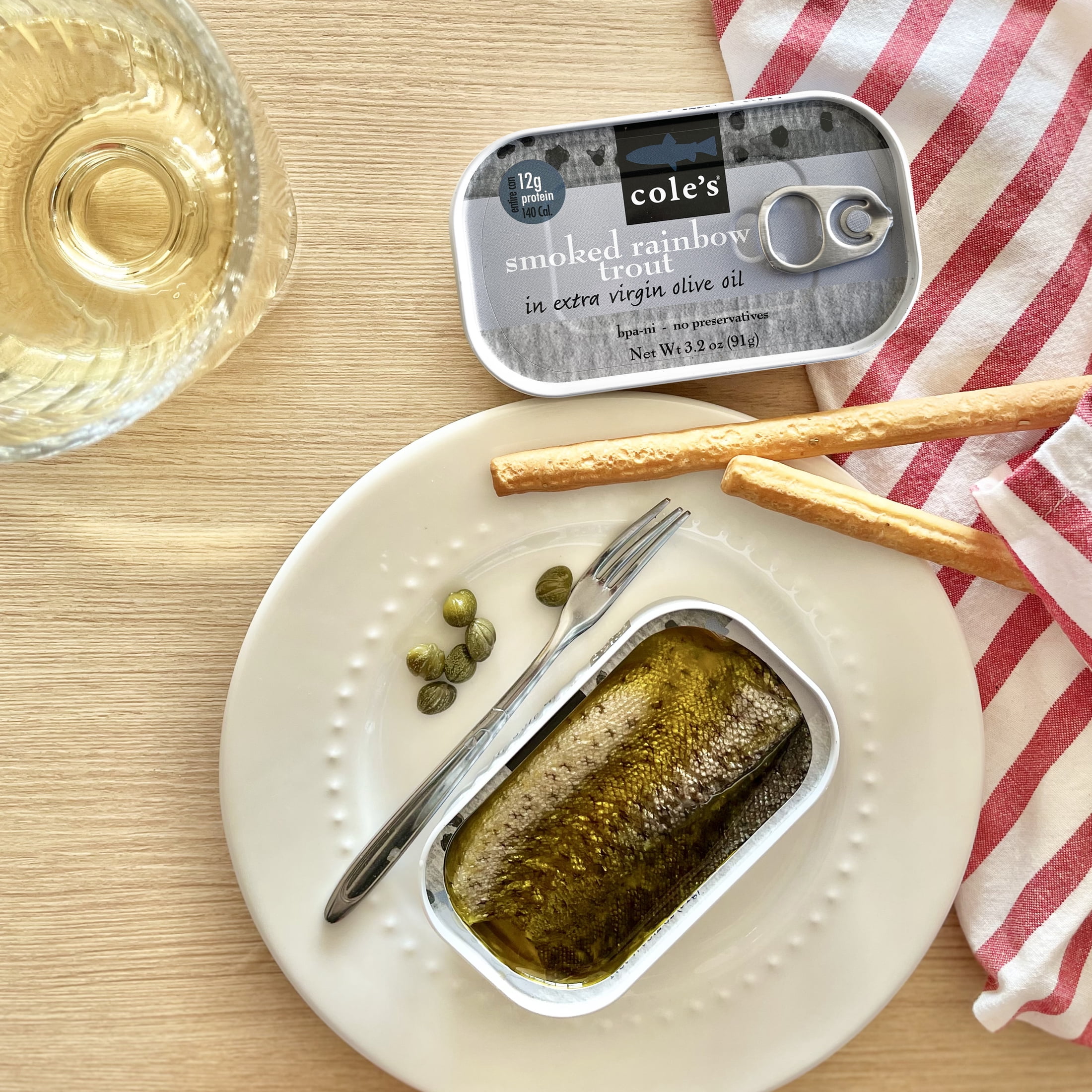 (10 pack) Coles Smoked Rainbow Trout in Olive Oil 3.2 oz - Fish Fillet, High Protein Canned Seafood, Gluten-Free