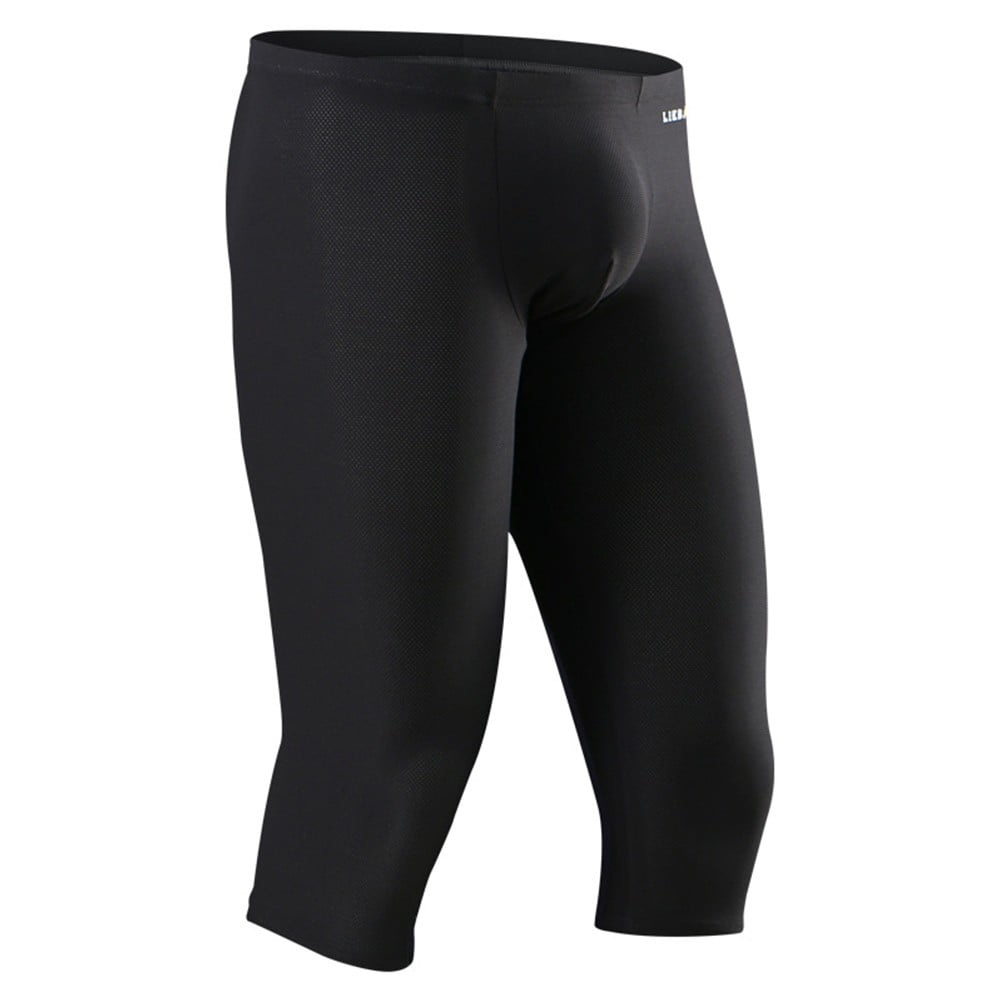 Mens Ice Silk Underwear Long Leg Boxer Briefs Trunk Sport Shorts Breathable