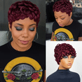 thumbnail image 4 of Short Pixie Cut Wig Human Hair Burgundy Color Glueless Pixie Cut Wigs Layered Curly Wavy Full Machine Made Wigs With Bangs for Daily Use, 4 of 6