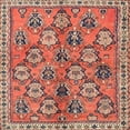 thumbnail image 1 of Ahgly Company Machine Washable Indoor Square Traditional Brown Red Area Rugs, 6' Square, 1 of 7