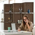 thumbnail image 6 of YODOLLA 6 Panel Room Divider, 6 FT Tall&Extra Wide Weave Fiber Room Divider with Storage Shelves, Folding Wall Dividers, Room Separators Dividers, Brown, 6 of 6