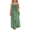 thumbnail image 2 of CCRFTGI Sleeveless Dresses for Children Girls Size 8 Cute Cami Backless Lounge Dresses 2026 Summer Spaghetti Strap Loose Fit Flowy Vacation Dresses Light Green 9-10 Years, 2 of 7