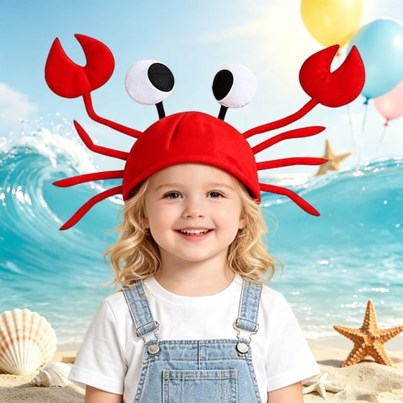 CUIYUAN 3D Soft Plush Hat Adjustable Seafood Themed Headwear for Beach Parties and Festivals Headpiece For Party Cosplay