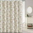 thumbnail image 4 of Blue Shower Curtain Floral Cotton Linen Cottagecore Shower Curtain for Bathroom 72" W x 72" L, 4 of 4