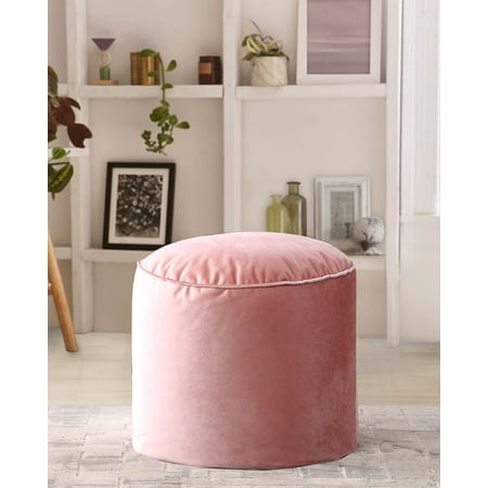 Mainstays Round Velvet Pouf, Pearl Blush