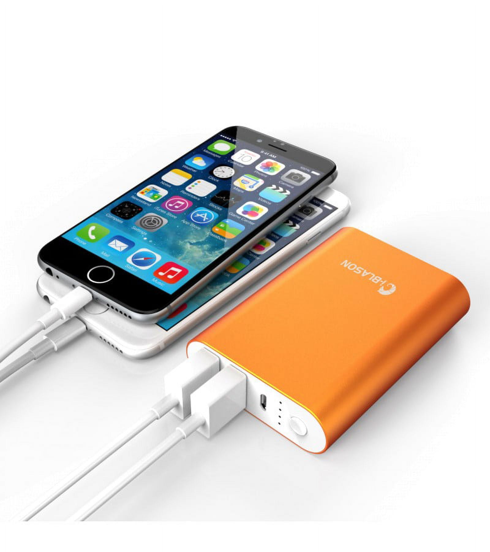 iPhone Battery, i-Blason Aero 7800 mAh Battery Portable USB Charger Power Bank - Intelli-Charge Wide Compatibility, Fast Charging, High Capacity - For Apple iPhone Samsung Galaxy and More (Orange)