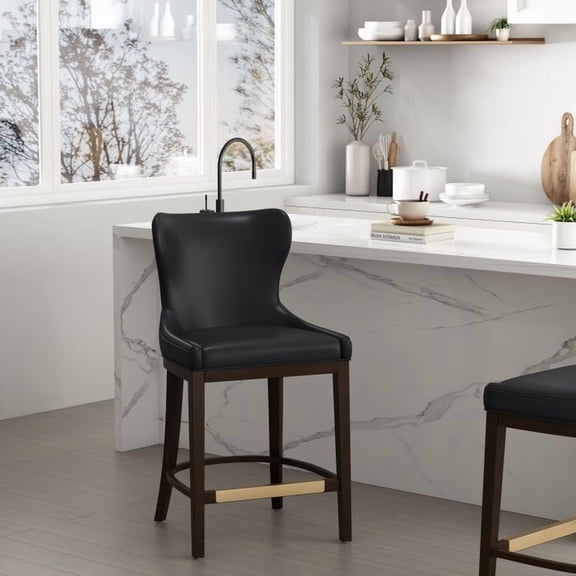 Blair Modern Wood Upholstered Counter Stool in Black - Set of 3