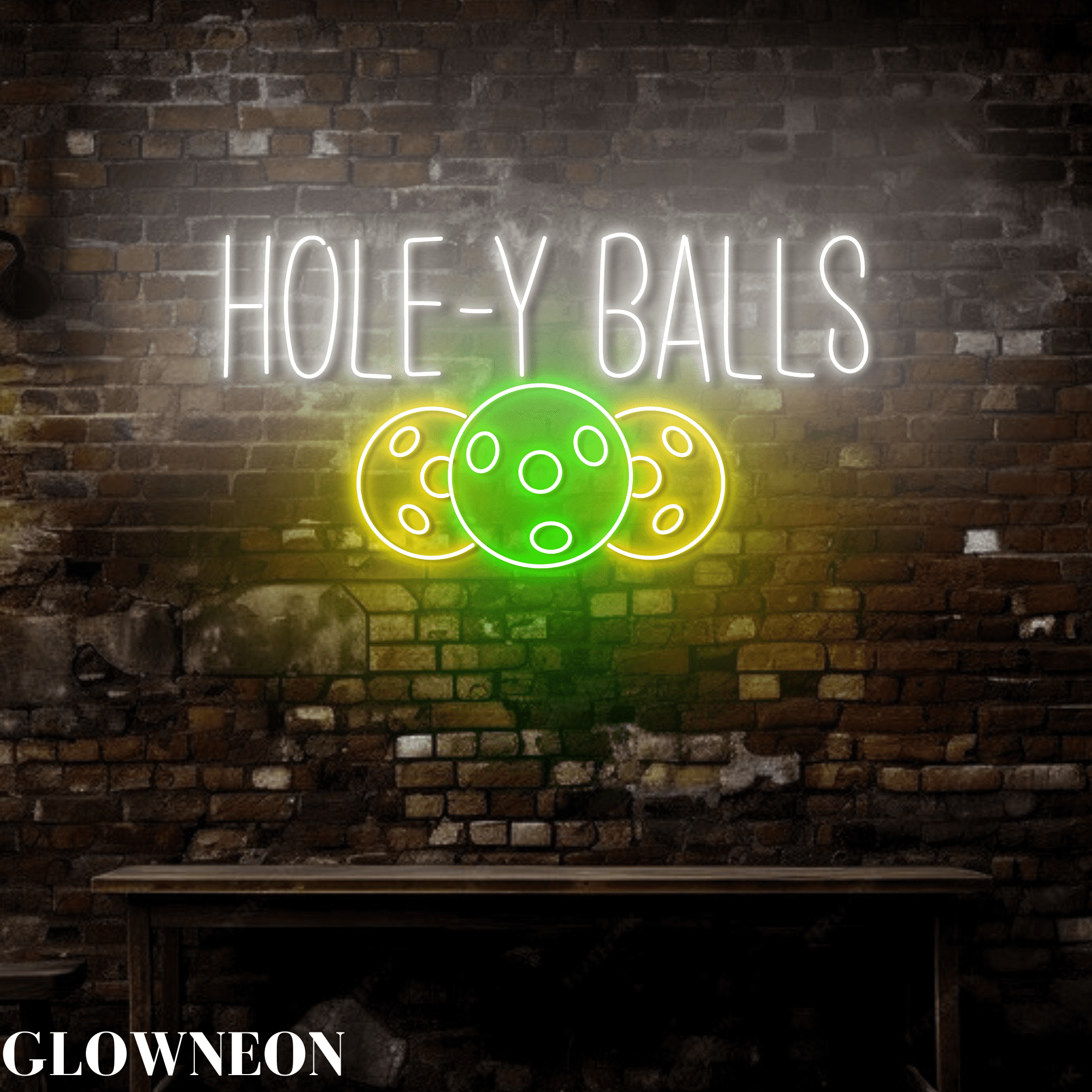 Glowneon Hole-y balls Neon Sign, Hole-y balls Pickleball Led Wall Art