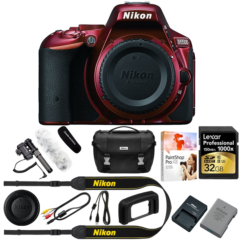 Nikon D5500 Red DXformat Digital SLR Camera Body Bundle Includes