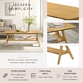 thumbnail image 6 of Roundhill Furniture Arona Mid-Century Modern Wood Shelf Coffee Table, Natural Oak Finish, 6 of 8