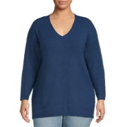 Terra & Sky Women’s Plus Size V-Neck Tunic Sweater