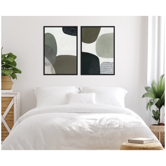 Kate and Laurel Shape Study No. 1 & No. 2 2 Piece Framed Canvas Wall Art Set by Amy Lighthall, Sylvie Black Modern Contemporary, Abstract Art for Wall Decor