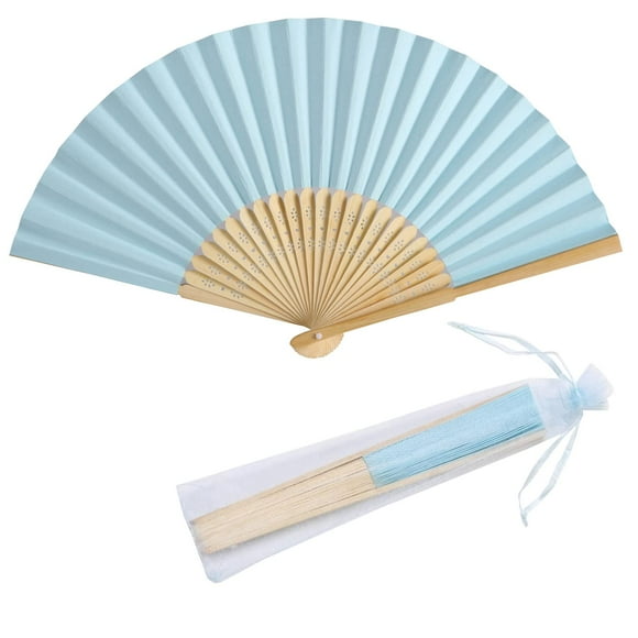 Set de ventiladores Paper Hand SL Crafts con bolsas de organza, 50 unidades, color azul claro