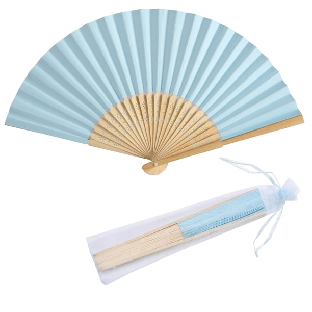 Set de ventiladores Paper Hand SL Crafts con bolsas de organza, 50 unidades, color azul claro