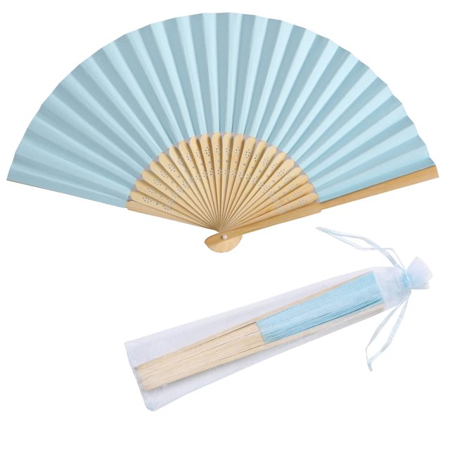 Set de ventiladores Paper Hand SL Crafts con bolsas de organza, 50 unidades, color azul claro