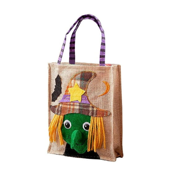 FFENYAN Gift Halloween decorations cartoon linen tote bag ghost festival party kinder