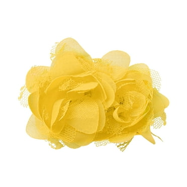 Offray Yellow 4 1/2" Handmade Chiffon Flower With Lace Applique , 1 Each, Embellishment