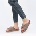 thumbnail image 7 of Ecetana House Slippers for Women Corduroy Cross Band Memory Foam Slippers Open Toe Non-Slip Home Shoes, 7 of 7