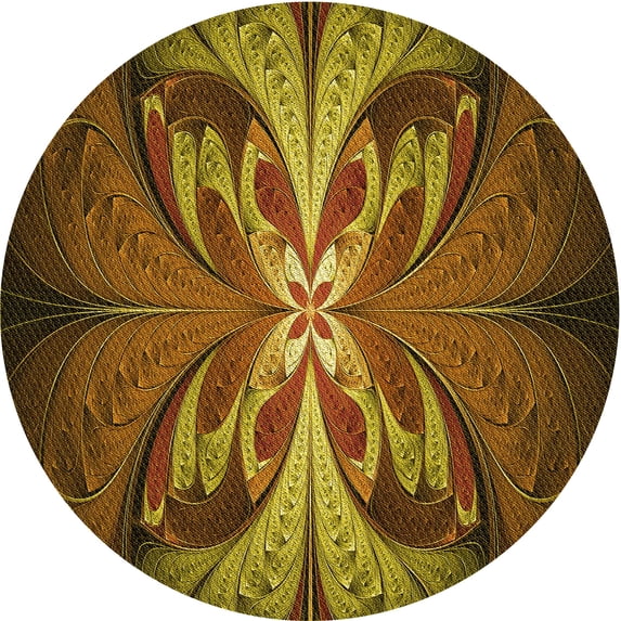 Ahgly Company Indoor Round Patterned Blood Night Red Area Rugs, 7' Round