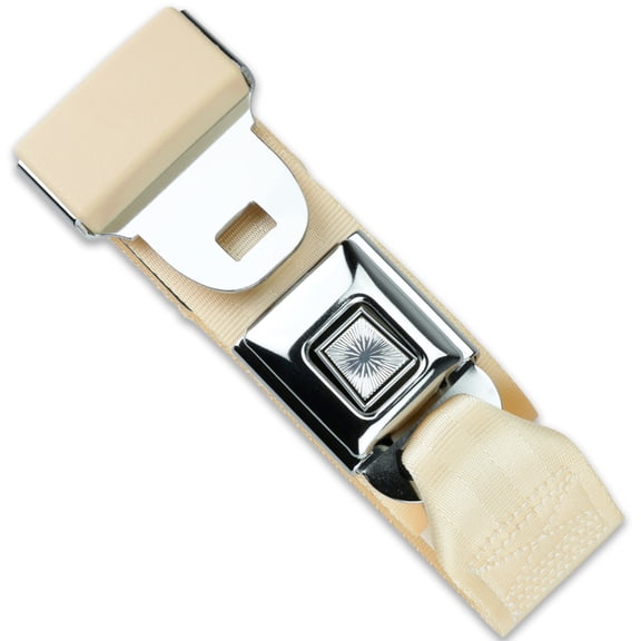 RetroBelt Ivory Push Button Lap Belt 75" 2-Point Classic Seat Belt Safety