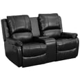 thumbnail image 3 of Black LeatherSoft Plush Back 2-Seat Reclining Theater Unit-Cup Holders, 3 of 5
