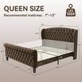 thumbnail image 3 of Sailvan Queen Size Sleigh Bed Frame Upholstered in Chenille with High Offset/Tufted Headboard and Footboard with Button Tufting, No Box Spring Needed, 3 of 9