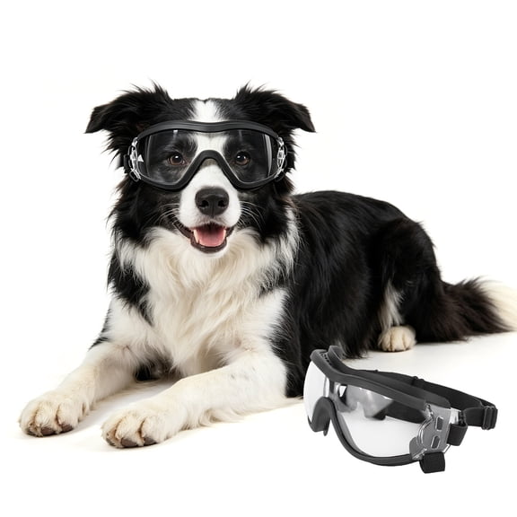 PETLESO Dog Goggles Sunglasses Waterproof with Adjustable Strap for Medium to Large Dog-Clear