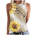 thumbnail image 2 of Aloohaidyvio Tank Tops for Women,Women's Summer Sunflower Print Basic Tank Tops 2024 Round Neck Soft Casual Loose Sleeveless Shirts, 2 of 5