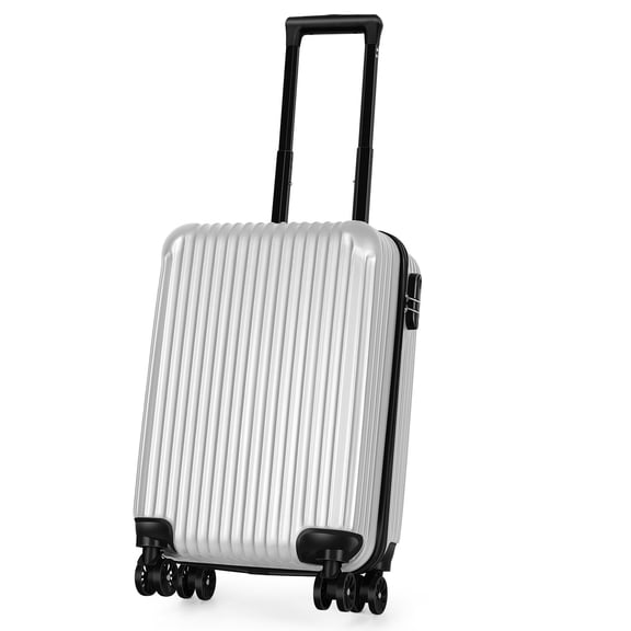 20 Inch Hard Shell Carry‑on Luggage, Lightweight ABS Travel Suitcase with Spinner Wheels and Combination Lock SILVER