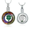 thumbnail image 2 of Crystal Circle of Life Cremation Jewelry Memorial Urn Necklace for Ashes Lucky Four-Leaf Clover Stainless Steel Pendant for Women Men Gifts, 2 of 4