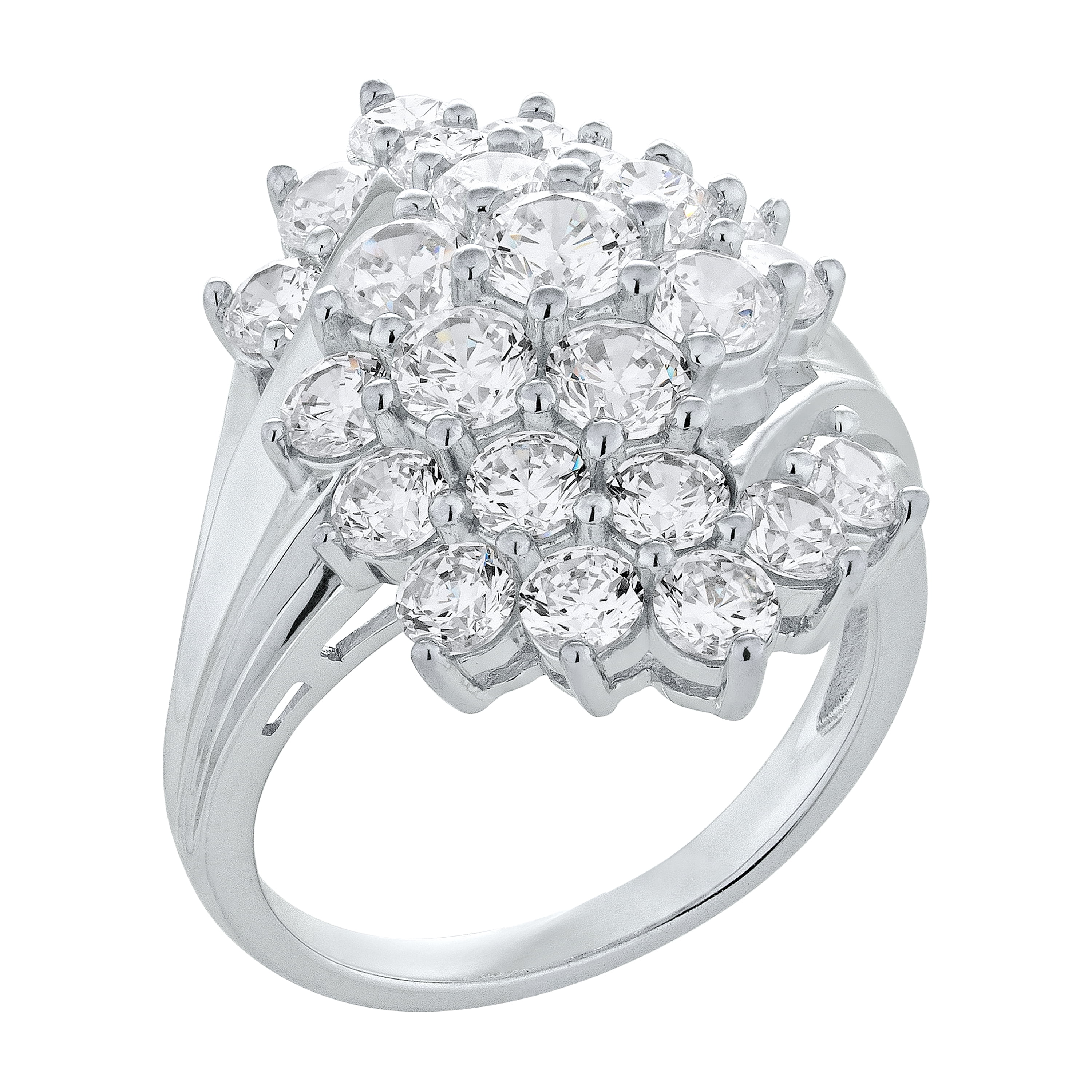 Brilliance Fine Jewelry 925 Sterling Silver Simulated White Diamond Cocktail Ring