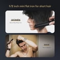 thumbnail image 2 of Terviiix Mini plancha alisadora para cabello corto con temperatura ajustable, mini plancha de pelo de viaje de cerámica portátil pequeña de 1/2 pulgada para hombres, color negro, 2 of 5